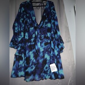 Ruffle plunge abstract dress NWT Sold out on ASOS website